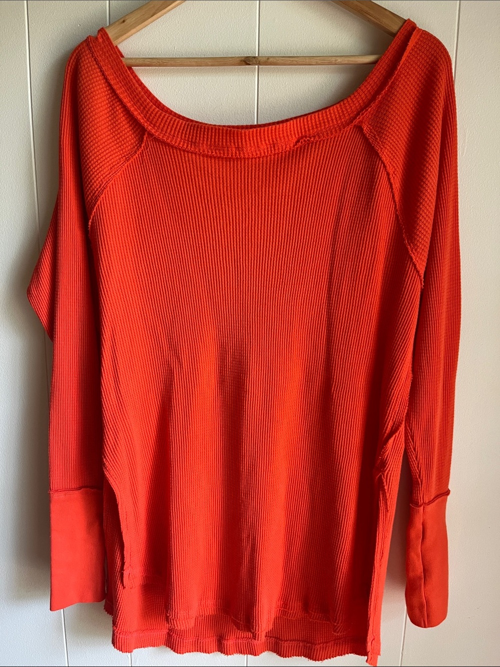 We The Free Off-the-Shoulder Snowy Thermal Tee Heat Wave Orange  Sz Sm - Picture 5 of 11